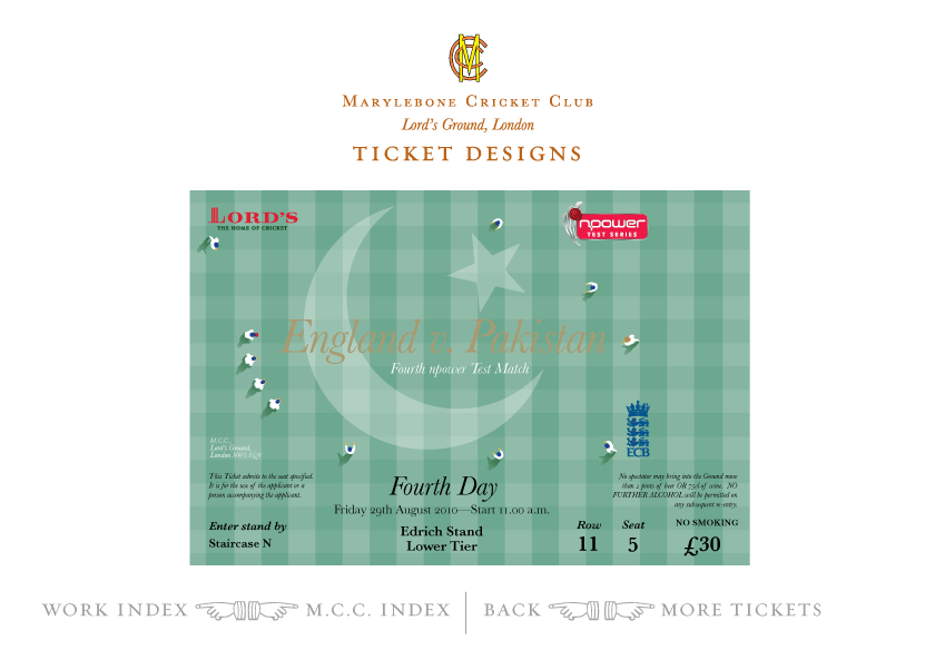 English Ticket Design, 2010 England v. Pakistan Test Match ...